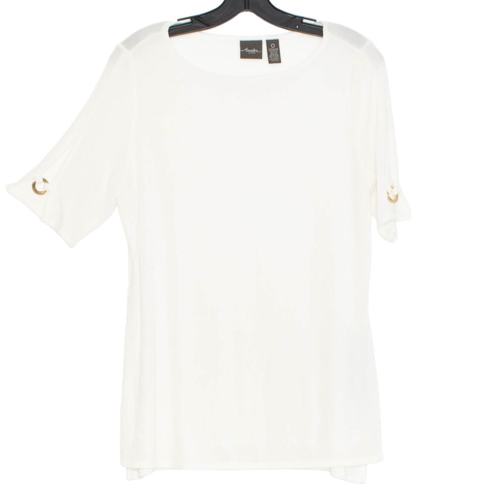 Chicos Travelers Top Slinky Knit Stretch S 0 Minimalist Business Casual Vacation